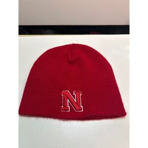 Nebraska Huskers Knit Beanie Hat Red‎ Embroidered N Logo Football Fan